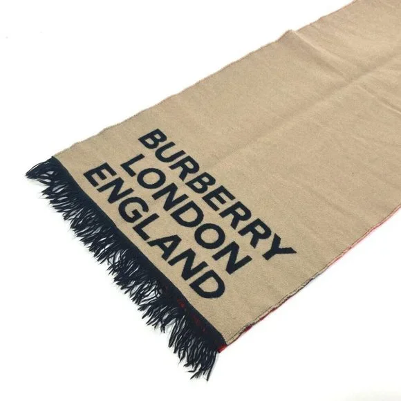 AUTHENTICITY GUARANTEED BURBERRY fringe Scarf LOVE Scarf wool / silk